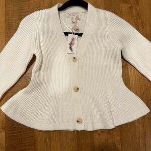 Jessica Simpson Cream Ribbed Cardigan Sweater